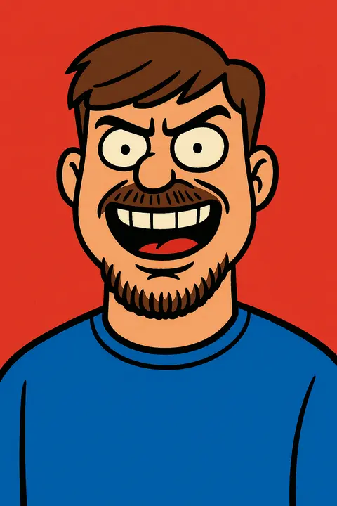 A meme lord with an open-mouthed grin