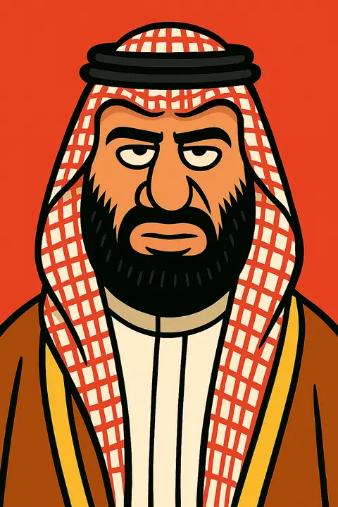 A Gulf prince in a red-check ghutra
